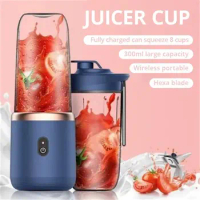 Portable Rechargeable Blender 6 Blades Juicer Fruit Juice Cup Automatic Small Electric Juicer Smoothie Blender Food Processor