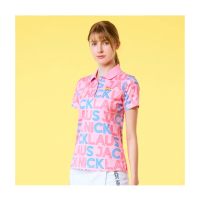 【Jack Nicklaus 金熊】GOLF女款彈性數位印花吸濕排汗POLO/高爾夫球衫(粉紅色)