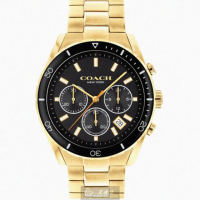 【COACH】COACH手錶型號CH00121(金色錶面黑金錶殼金色精鋼錶帶款)