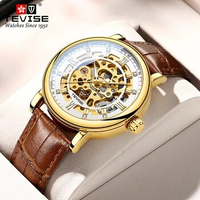 T8462B TEVISE Zircon Fashion Men's Watch Night Glow Waterproof Business Leather Watch Hollow out Fully Automatic Mechanical Watc