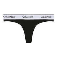 【Calvin Klein 凱文克萊】Modern Cotton Thong 棉質寬腰帶 女內褲 丁字褲/CK內褲(黑色)