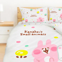 【享夢城堡】雙人床包薄被套四件組(卡娜赫拉的小動物Kanahei 好夢園地-灰白)