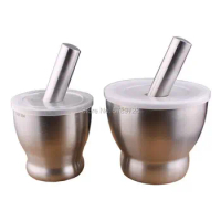 1pcs Stainless Steel Mortar and Pestle Pugging Pot Garlic Spice Grinder Pharmacy Herbs Bowl Mill Grinder Crusher lab Tool