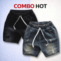 Combo 2 Quần short jean nam lưng thun kiểu rách trẻ trung thoải mái thoáng mát Fashion24h QS