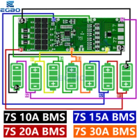 BMS 7S 24V 10A 15A 20A 30A Li-ion 18650 Battery Charge Board With Balance Function Short Circuit / Temperature Protection
