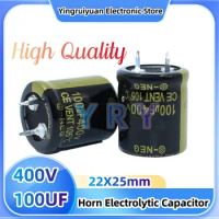 10pcs 400v100uf 400v horn electrolytic capacitor 22x25mm high quality 400v high frequency low resistance capacitor 400v100uf