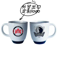 500pcs 500pcsExport: 14oz color mouth color bottom waist drum shaped ceramic cup mouth color bottom color mug printed logo large
