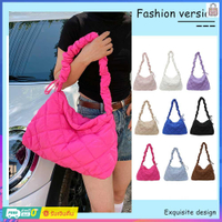 Lady Solid Quilted Pleated Sling Bag Soft Cloud Coin Purse Casual for Party Puffer Bag