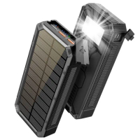 Portable Solar Power Bank 30000mAh PD18W USB Type C Charger Waterproof Powerbank for iPhone 15 14 Xiaomi Mi Mobile Phone Battery