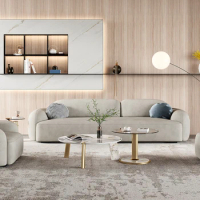 Italian minimalist technology fabric sofa, light luxury living room designer, simple modern gray down latex fabric sofa