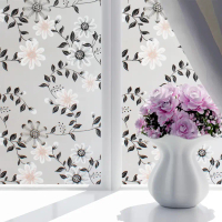 Self-stick Floral Pattern PVC Frosted Window Film Privacy Blackout Glass Decorative Decal Stickers H