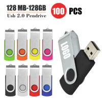 100Pcs/Set Metal 128M 512M 1GB 2G 4GB 8GB 16GB 32G 64G Pen Drive Flash Drive Memory Stick U Disk Thumb Pendrive Tender FREE LOGO