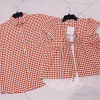 Set couple style hàn năng động trẻ trung bèo nơ đỏ cam- YH Couple đồ cặp