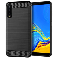 MAKAVO For Samsung Galaxy A7 2018 Case Brushed Silicone Carbon Fiber Texture Back Cover For Samsung A7 2018 A750 Phone Cases