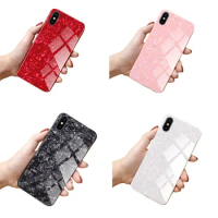 Luxury Tempered Glass Red Phone Case Funda Cover For Apple iPhone X XR XS Max 8 7 6S 6 Plus 7plus 8plus Bling Shining Roja Capa