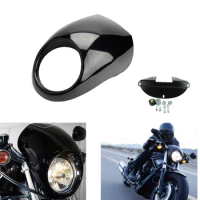 Gloss black Motorcycle Front Cowl Fork Headlight Fairing Mask For Harley 883 48 1200 Front Fork Mount Dyna Sportster Head light