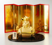 大賀屋 日貨 黃金鼠 擺飾 擺件 模型 裝飾 開運 招財 招福 吉祥 過年 新年 鼠 鼠年 正版 J00018779