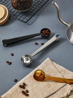 不銹鋼咖啡粉量勺克數勺奶粉勺神器夾勺計量帶勺夾子烘焙創意