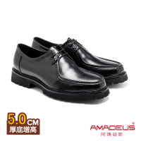 AMADEUS 阿瑪迪斯 厚底增高/經典袋鼠鞋 黑色(男皮鞋/增高鞋)