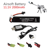 11.1v Lipo Battery With Charger for Water Gun 3S 11.1V 2000mAh 452096 battery Airsoft BB Air Pistol Electric Toys Guns Parts