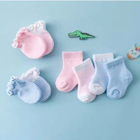 Anti Scratch Bite Baby 2 Pairs Gloves and 2 Pairs Socks Cotton Newborn Socken Glove Set 4Pcs Kid Clothing Set for Girl Boy 0-6M