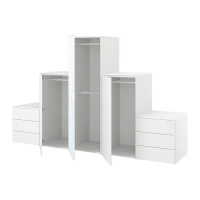 PLATSA 3門衣櫃/6抽, 白色 straumen鏡面玻璃/fonnes白色, 300x57x181 公分