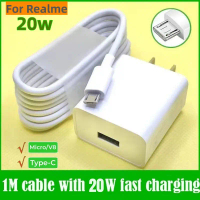 For Realme 20W Fast Charger Micro/V8 Type-C C11 C12 C15 C25 C11 2021 C25S Mobile Phone Data Cable C2