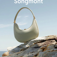 Songmont Fashion Shoulder Bags for Women Genuine Leather Solid Color Half Moon Crossbody Bag Designer Lady