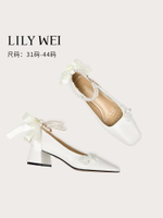Lily Wei【般若】粗跟方頭單鞋新中式旗袍高跟鞋國風盤扣大碼女鞋