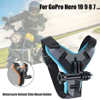 New Action Camera Helmet Chin Stand Motorcycle Full Face Helmet Straps Mount For GoPro Hero 10 9 8 7 6 5 4 3