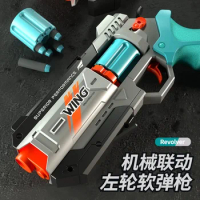 2024 New Exploding Revolver Pistol Can Repeated Shot Ejection Soft Bullet Gun Mechanical Repeating Children's Toy Pistol Gift