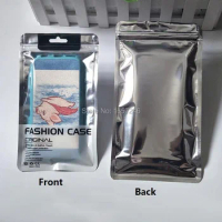 Big Size 13.5*24cm Transparent Silver Plastic Zipper Retail Packaging Bag For Iphone 8 7 4.7/5.5 Samsung S8 S9 Cell Phone Case