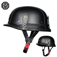Imitation World War II German Helmet Style Open Face Half Leather Helmet Moto vintage Motorbike Vespa camouflage