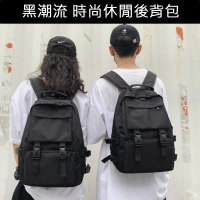 【CS 嚴選】美式作風 黑潮流時尚 胸扣設計大容量14吋筆電後背包 雙肩背包(CS09110)