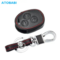 Leather Car Key Case Remote Fobs Protector Cover Keychain For Ford Transit Focus Fiesta C-Max Fusion Galaxy S-Max KA Cougar Puma