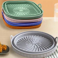 New Air Fryer Mat Silicone Baking Tray Multifunctional Silicone Barbecue Mat High Temperature Resistant Reusable Silicone Pot