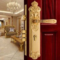 Luxury Brass Gate Lock Europen Entrance Door Locks Golden Handle Lockset Bedroom Security Locksets Multi Color for Option