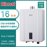 林內牌 RUA-C1600WF(NG1/FE式) 屋內型16L數位恆溫強制排氣熱水器(不含安裝) 天然