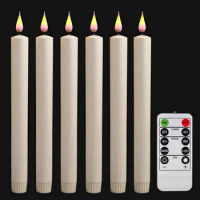 100pcs 3D Flame Ivory Led Taper Candle Light Window Candles Battery operated w/Remote Control&amp;Timer Party Wedding Decoration
