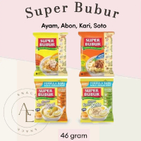 Super Bubur Instan 45 gr - Makanan Rice Food Halal MUI 100% Original Varian Ayam Abon Kari Soto 46 g