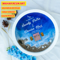 RESIN ART MAHAR PERNIKAHAN MAHAR WEDDING FRAME AKRILIK BULAT PIGORA AKRILIK BULAT 35CM Dinding Kaca
