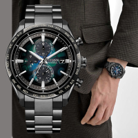 CITIZEN 星辰 GENTS 宇宙幻彩限量 光動能 鈦金屬 電波對時計時腕錶 AT8286-65E