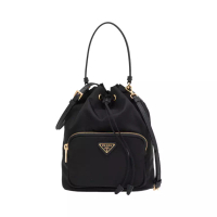 Prada Duet Re-Nylon Bucket Shoulder Bag Black
