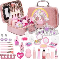 Kids Washable Makeup Girls ToysReal Little Girl Make up SetsToddler Makeup Kit for Kid Children Prin