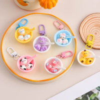 Anime Sanrio Figure Dumpling Keychain Hello Kitty Kuromi Cinnamoroll Kawaii Backpack Keyring Earphone Pendant Collectible Toy