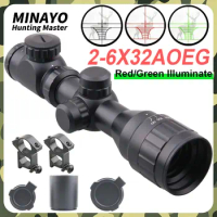 2-6x32AOEG Rifle Optical Scope Telescopic Sight Range Finder Reticle Airgun .22LR .223 5.56mm Hunting Compact Quick Aiming Sight