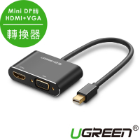 綠聯 Mini DP轉HDMI+VGA轉換器 黑色 支援4K