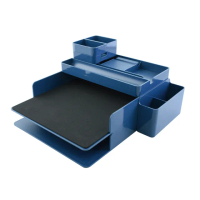 【O-Life】Target 平板公文架收納盒 藍色款(A4資料架 雙層 文件架 筆電收納 桌面收納)