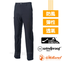 【Wildland 荒野】男新款 彈性輕薄防風防潑水透氣排汗長褲/輕量保暖.雙向彈性(0A62316-54 黑)