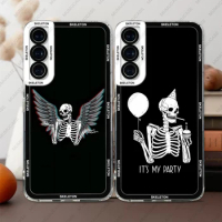 Case For Samsung Galaxy S24 S20 S21 FE S22 Plus S23 Ultra A22 A54 5G Soft Cover Cute Skeleton